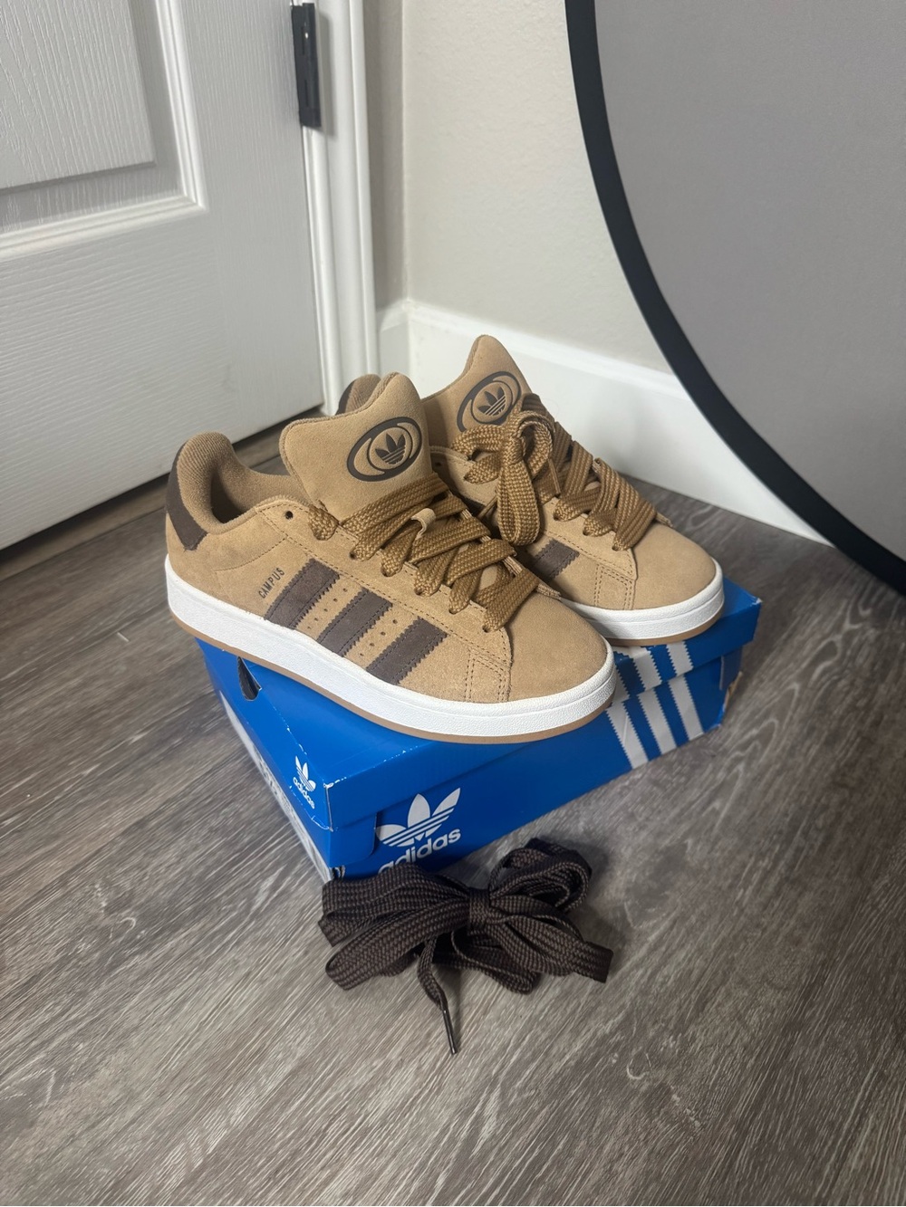 adidas Samba Sneakers in Tan and Dark Brown